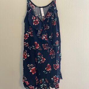 Xhiliration Romper, Navy Blue Floral, Size Small